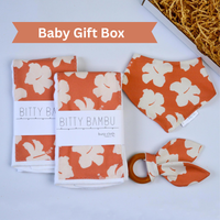 Hibiscus Baby Gift Set | Hawaiian Baby Shower Gift | Burp Cloths, Bib & Teether | Handmade in Maui