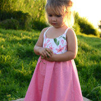 Handmade Hawaiian Girls Twirl Dress -  Plumeria Print