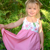 Handmade Hawaiian Girls Twirl Dress -  Plumeria Print