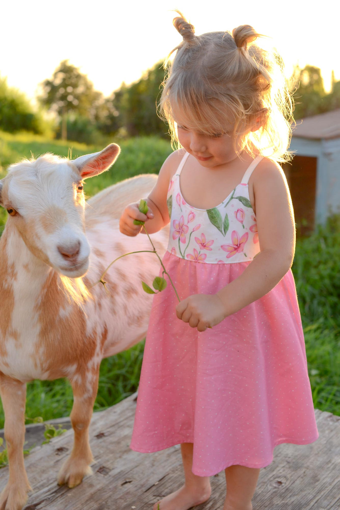 Handmade Hawaiian Girls Twirl Dress -  Plumeria Print