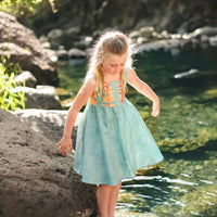 Plumeria Lei - Girls Dress - Twirly -  with Adjustable Tie Straps- Made in Maui, Hawaii