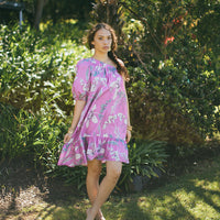 Girls Dress in Pink Orchid - Mu'u House x Bitty Bambu Collaboration Dress - Made on Maui, Hawaii