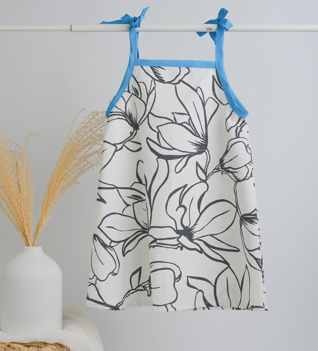 CLEARANCE - A-Line Dress or Tunic - Black and White Magnolia Flowers  - Size 1/2 yr. only