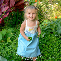 Girls Bird of Paradise Dress - Handmade Hawaiian Cotton Sundress with Fringe Trim