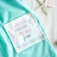 Surfer Girl Dress with Inspirational Quote Pocket | Ocean-Themed Girls Dress | Made in Hawaii