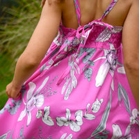 Girls Dress in Pink Orchid - Mu'u House x Bitty Bambu Collaboration Dress - Made on Maui, Hawaii