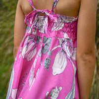 Girls Dress in Pink Orchid - Mu'u House x Bitty Bambu Collaboration Dress - Made on Maui, Hawaii