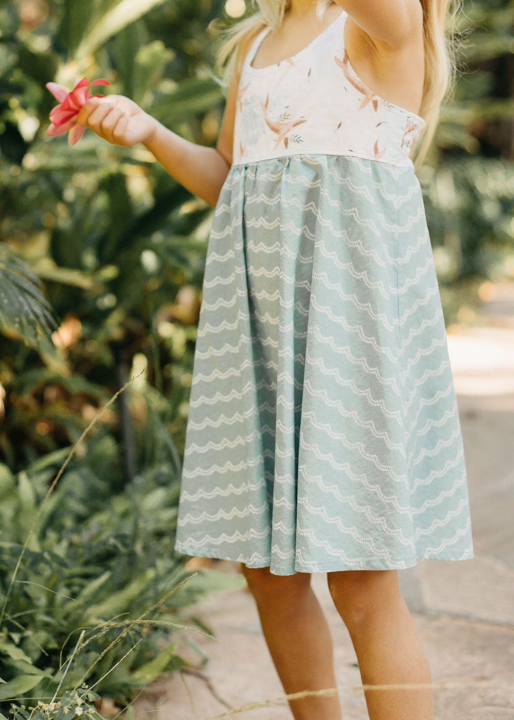 Girl wearing the whale and waves dress in Maui, Hawaii