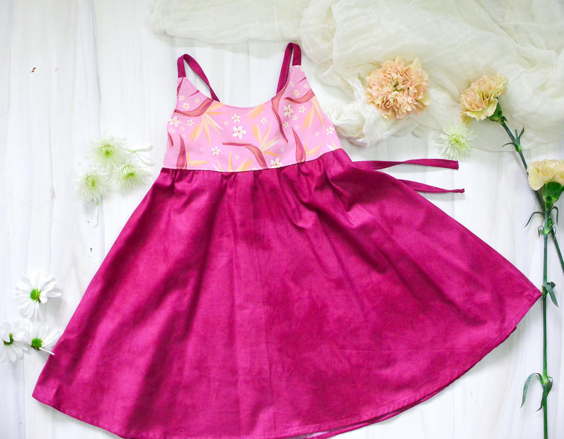 Girls Dress -  Bird of Paradise Bright Tropical Print - Baby, Toddler or Kids Dress  -  Small Batch Handmade in Maui, Hawaii