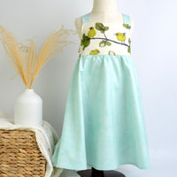 Girls Twirl Dress - ʻAmakihi Bird Dress - Handmade Hawaiian Cotton Dress - Toddler & Baby Girls Dress