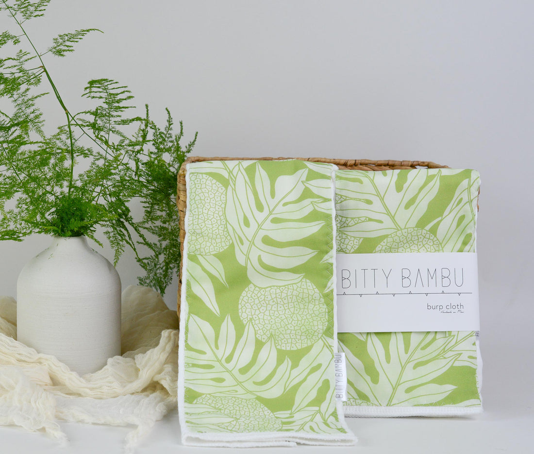 ʻUlu Breadfruit Baby Burp Cloth - Lime | Bitty Bambu