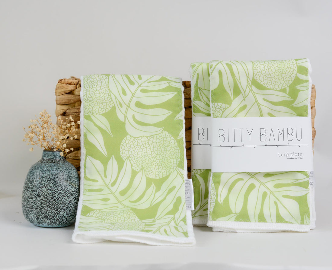 ʻUlu Breadfruit Baby Burp Cloth - Lime | Bitty Bambu