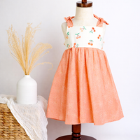 Girls Dress -  Cherry Print with Peachy Twirly Skirt and Adjustable Straps  - Baby, Toddler or Kid's Dress  - Handmade in Maui, Hawaii USA
