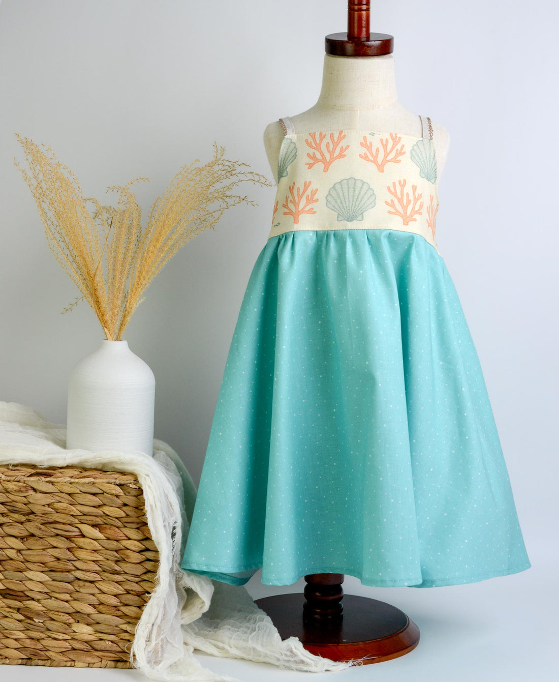 Coastal Blues Twirl Dress - Shell & Coral Girls Dress