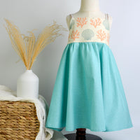 Coastal Blues Twirl Dress - Shell & Coral Girls Dress