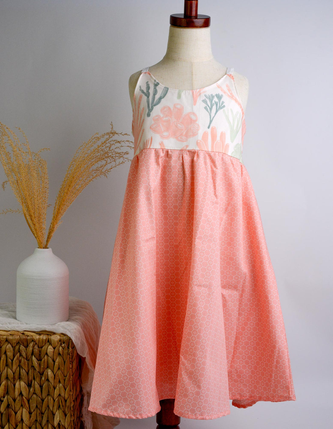SAMPLE SALE DRESS - Coral Twirly Dress - Size 7/8 yr. Only