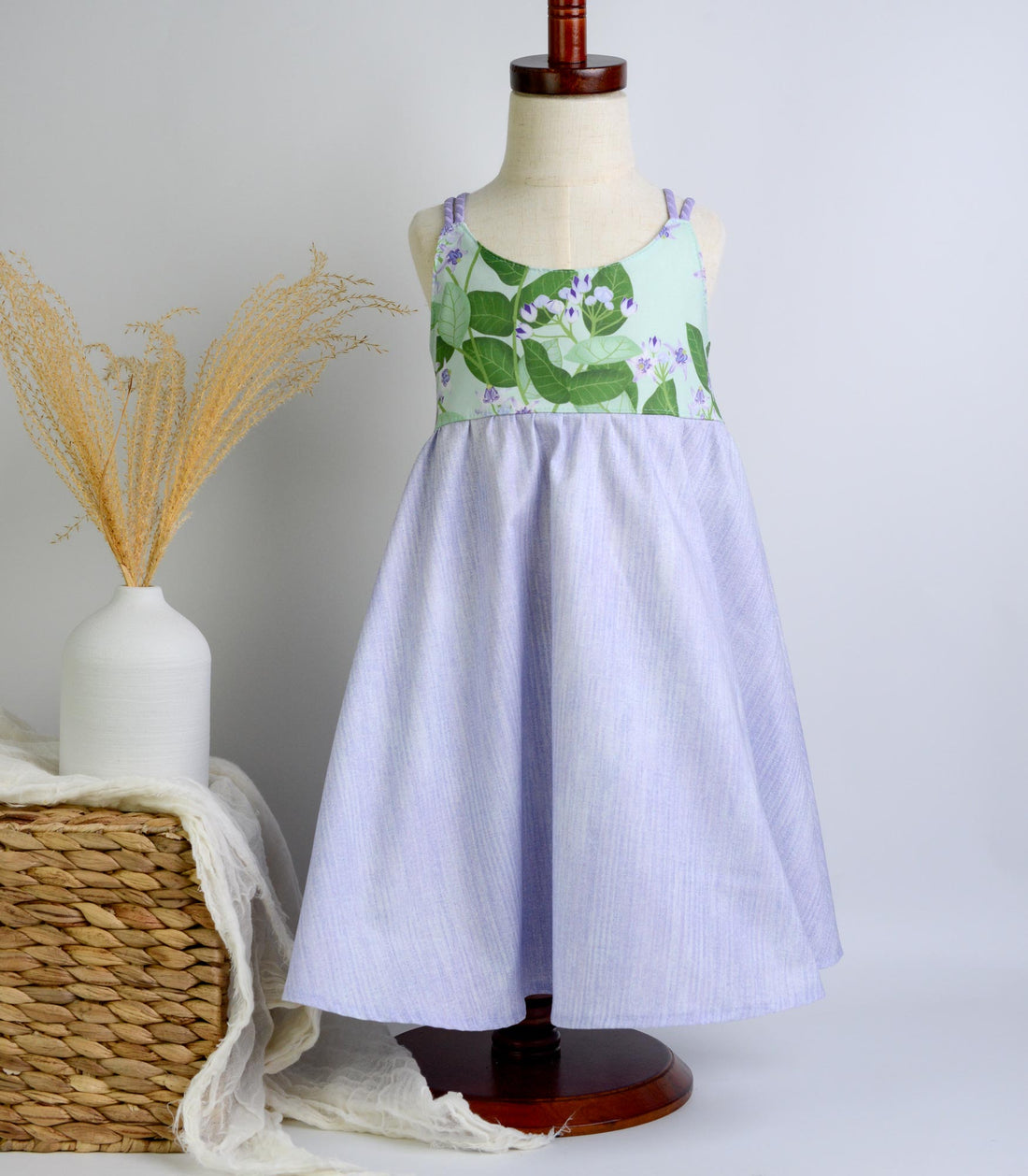Handmade Hawaiian Girls Twirl Dress - Crownflower (Pua Kalaunu)