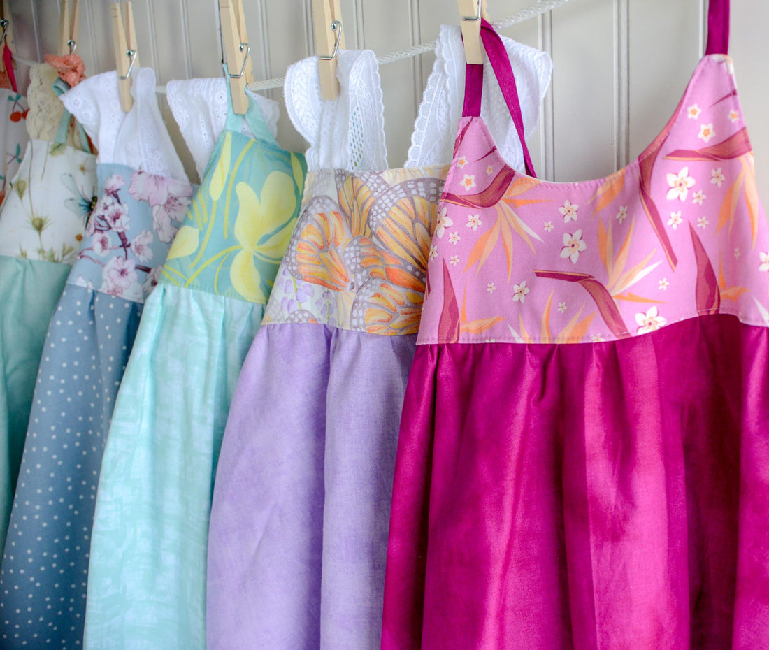 Girls Dress -  Bird of Paradise Bright Tropical Print - Baby, Toddler or Kids Dress  -  Small Batch Handmade in Maui, Hawaii