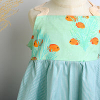 SAMPLE SALE DRESS - Fish Print Twirly Dress with Ric Rak Straps