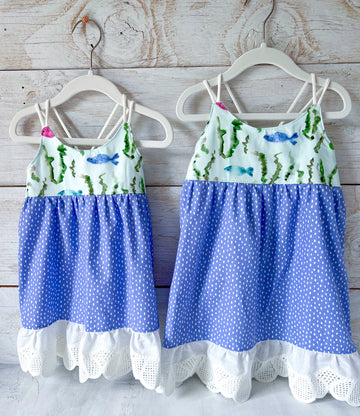 Limited Edition  Dress - Little Fish Dress with Lace -  Made in Hawaii USA