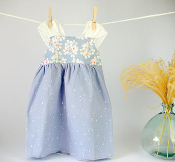 SALE - Girls Dress - Gardenia Print with Lace Straps