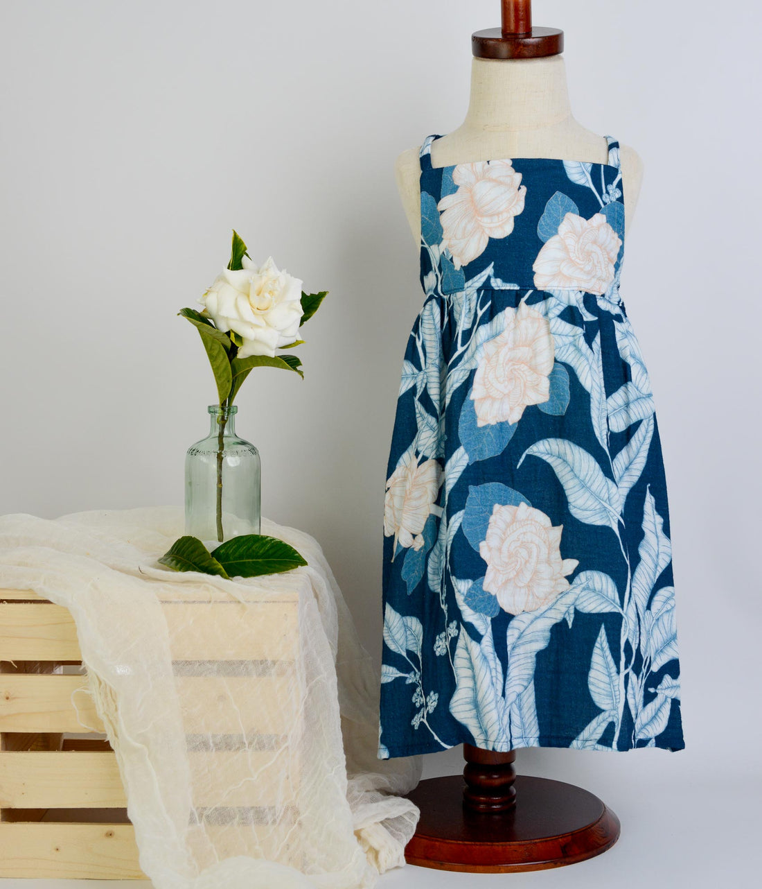 Handmade Girls' Gardenia Dress | Soft 100 percent Cotton Double Gauze | Shirred Back | Made in Maui, Hawaii