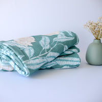 Cotton Gauze Swaddle Blanket – 46" x 46" | Gardenia in Jade | Soft & Breathable Baby Blanket | Multi-Use Baby Swaddle