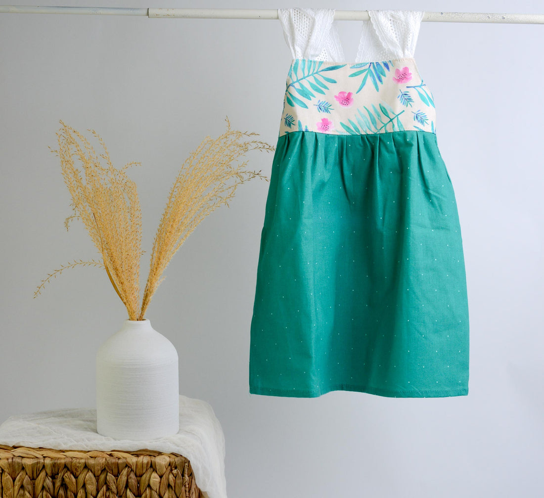 SAMPLE SALE DRESS  - Floral Green with Lace  - Size 1/2 yr. Only
