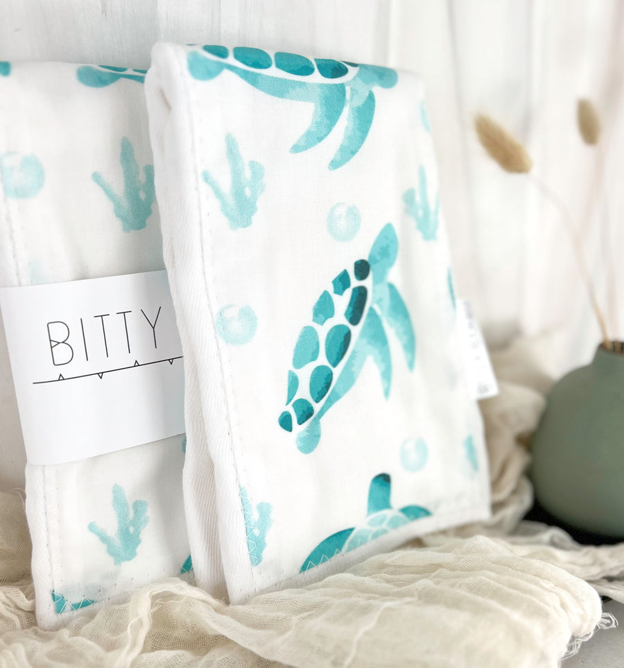Turtle Baby Burp Cloth - Baby Boy or Girl Gift - Ocean Theme Nursery Gift - Nautical Layette Gift- Made in Maui, Hawaii USA