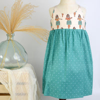 Gift Box | Handmade Baby Girl Gift Box: Hula Girls Dress & Burp Cloth Set | Size 6-12 Months | Made in Maui, Hawaii