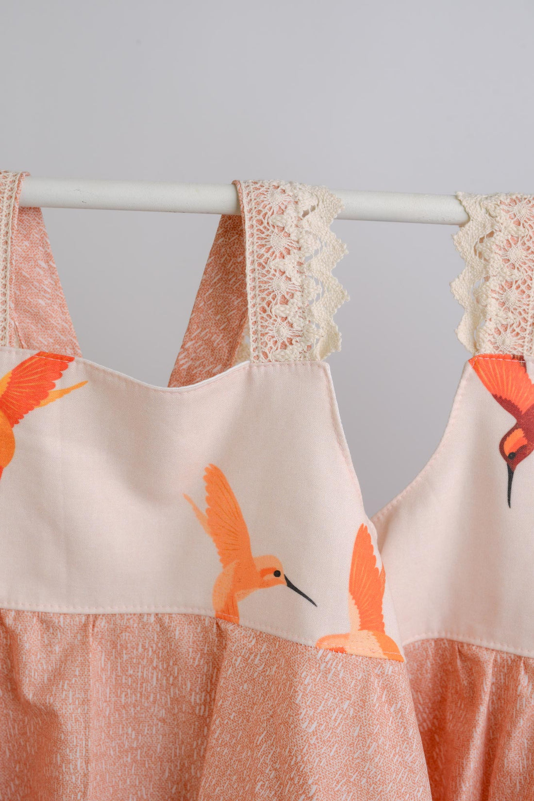 SAMPLE SALE DRESS - Hummingbird Twirly Dress with Lace Straps