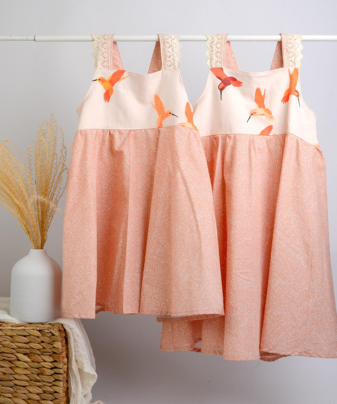 SAMPLE SALE DRESS - Hummingbird Twirly Dress with Lace Straps