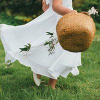 Flower Girl | Photoshoot Dress Boho, Simple Flower Girl Dress, White Lace Timeless, Junior Bridesmaid - Communion dress - Made in USA