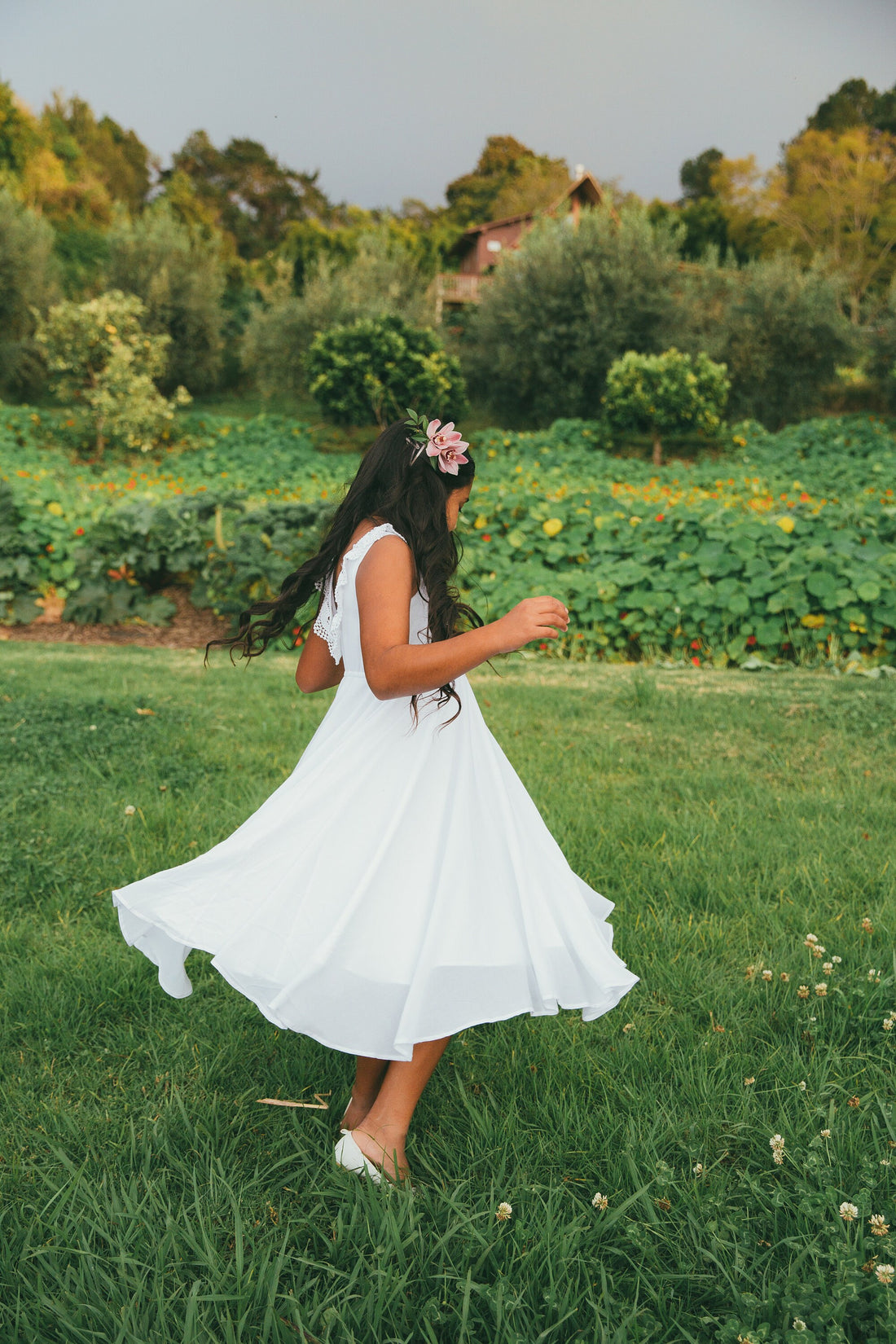 Flower Girl | Photoshoot Dress Boho, Simple Flower Girl Dress, White Lace Timeless, Junior Bridesmaid - Communion dress - Made in USA
