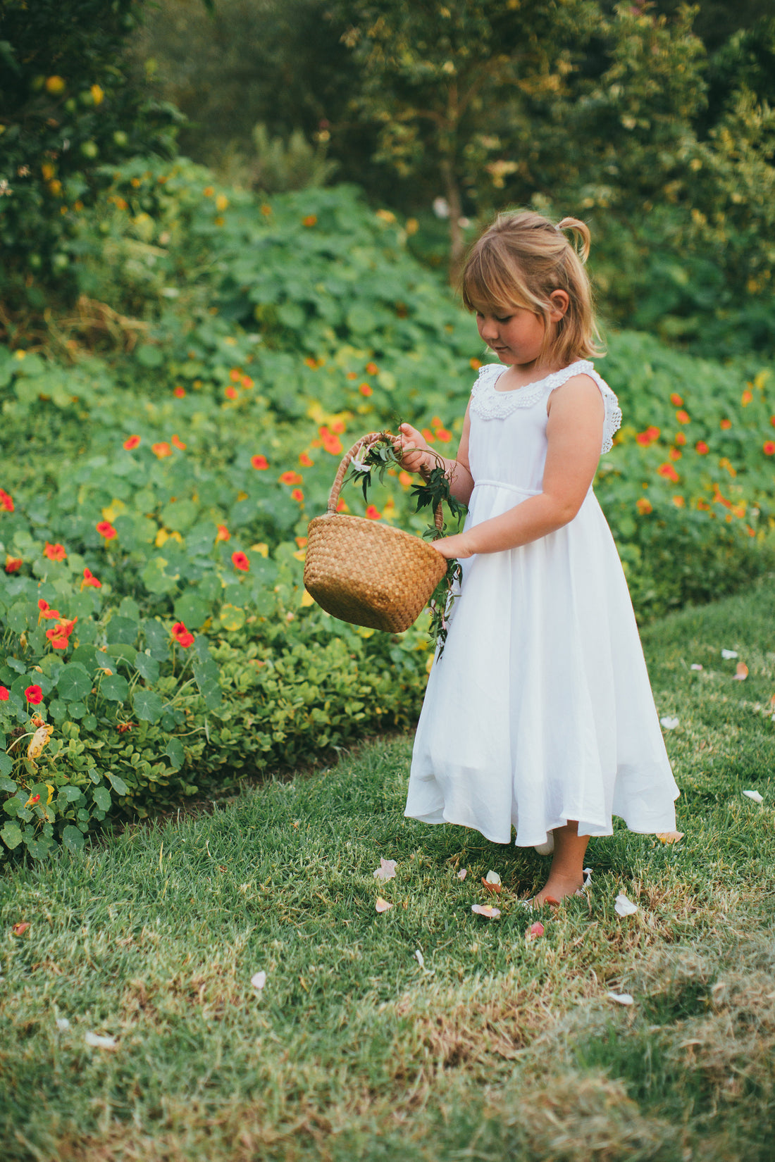 Flower Girl | Photoshoot Dress Boho, Simple Flower Girl Dress, White Lace Timeless, Junior Bridesmaid - Communion dress - Made in USA