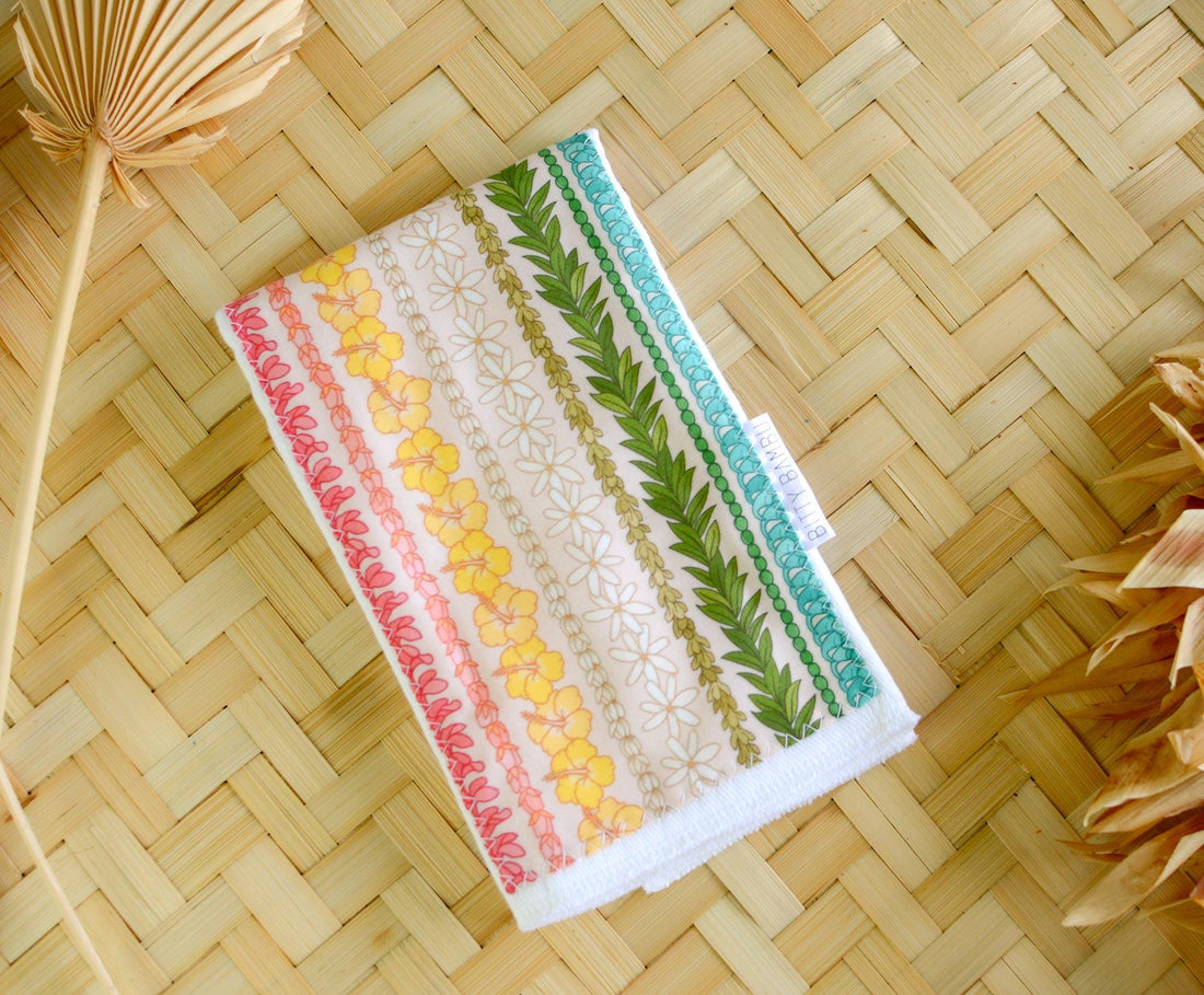 Rainbow Lei Baby Burp Cloth | Gender-Neutral, Absorbent Cotton Baby Gift Made in Maui, Hawaii USA