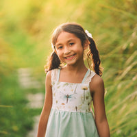 Dragonfly Girls Dress | Botanical Toddler Sundress, Lace Strap Back, Twirly Skirt | Garden Inspired, Handmade in Maui
