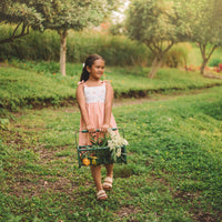 Girls Dress - Cherry Print with Peachy Twirly Skirt and Adjustable Straps - Baby, Toddler or Kid's Dress - Handmade in Maui, Hawaii USA