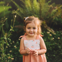 Girls Dress - Cherry Print with Peachy Twirly Skirt and Adjustable Straps - Baby, Toddler or Kid's Dress - Handmade in Maui, Hawaii USA
