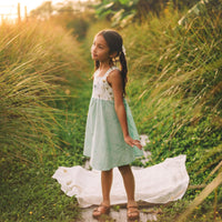Dragonfly Girls Dress | Botanical Toddler Sundress, Lace Strap Back, Twirly Skirt | Garden Inspired, Handmade in Maui