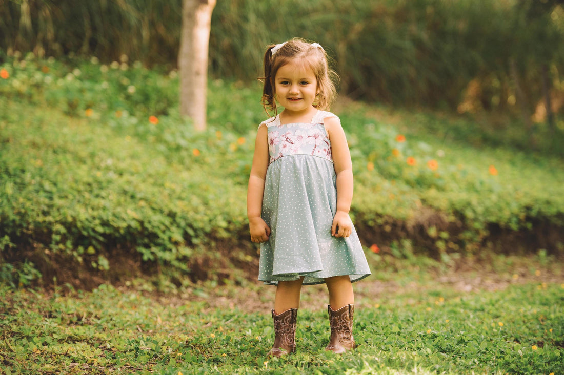 Cherry Blossom Girls Dress | Soft Floral Toddler Sundress, Lace Strap Back, Twirly Skirt | Island Inspired, Handmade in Maui