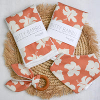 Hibiscus Baby Gift Set | Hawaiian Baby Shower Gift | Burp Cloths, Bib & Teether | Handmade in Maui