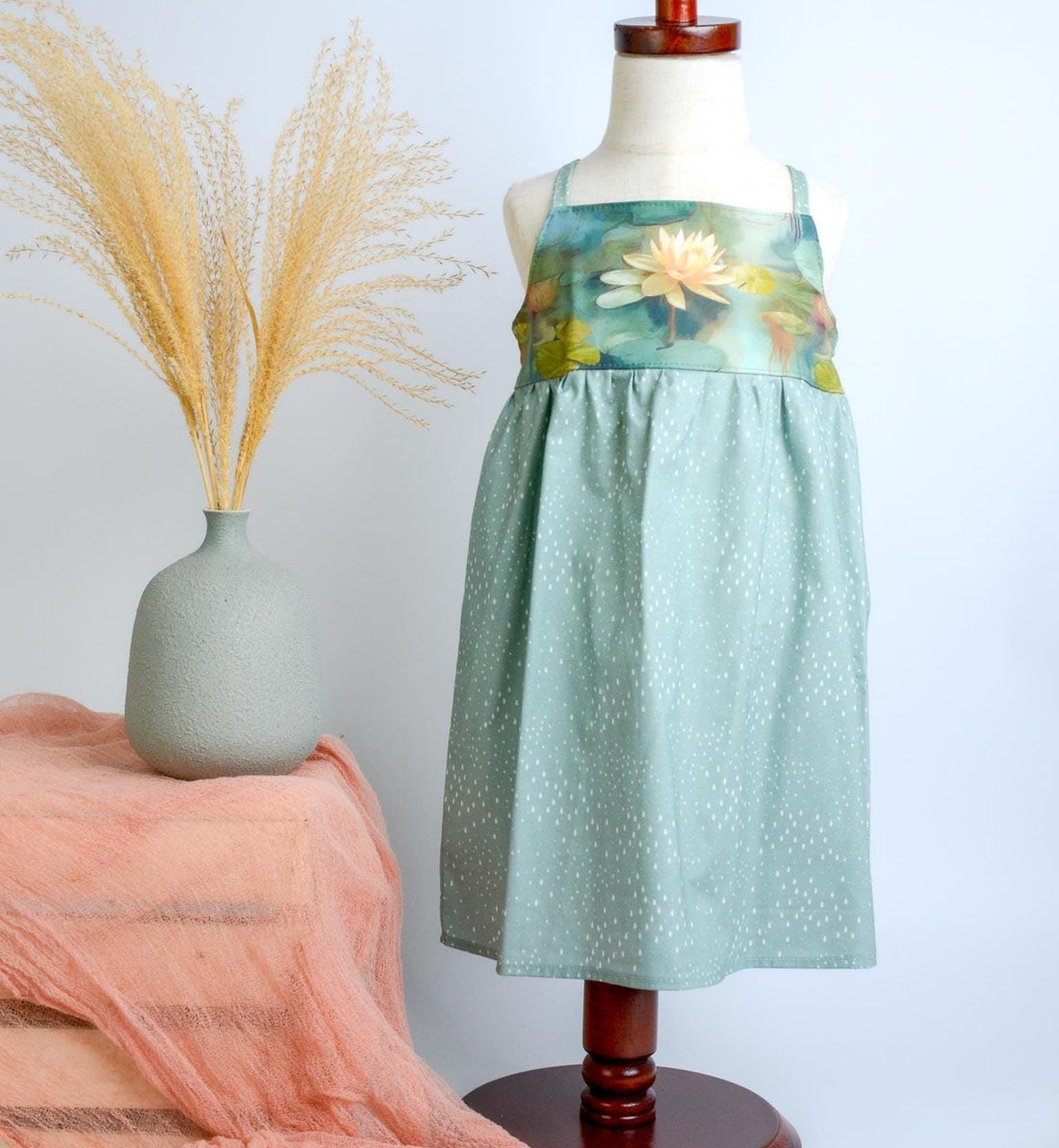 Girls Dress - Water Lily Print - Baby, Toddler or Kid's Dress - Small Batch Handmade in Maui, Hawaii USA