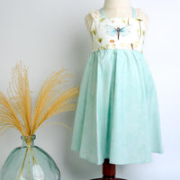 Dragonfly Girls Dress | Botanical Toddler Sundress, Lace Strap Back, Twirly Skirt | Garden Inspired, Handmade in Maui