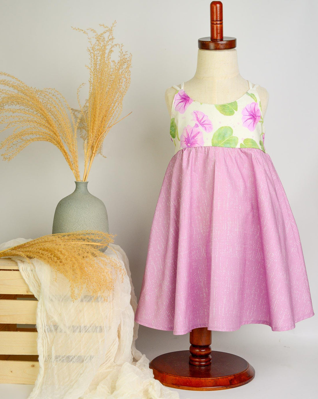 Girls Dress - Pohuehue Flower Dress with Twirly Skirt and Soft Straps - Hawaii Dress - Handmade on Maui
