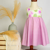 Girls Dress - Pohuehue Flower Dress with Twirly Skirt and Soft Straps - Hawaii Dress - Handmade on Maui