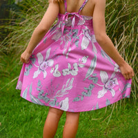 Girls Dress in Pink Orchid - Mu'u House x Bitty Bambu Collaboration Dress - Made on Maui, Hawaii