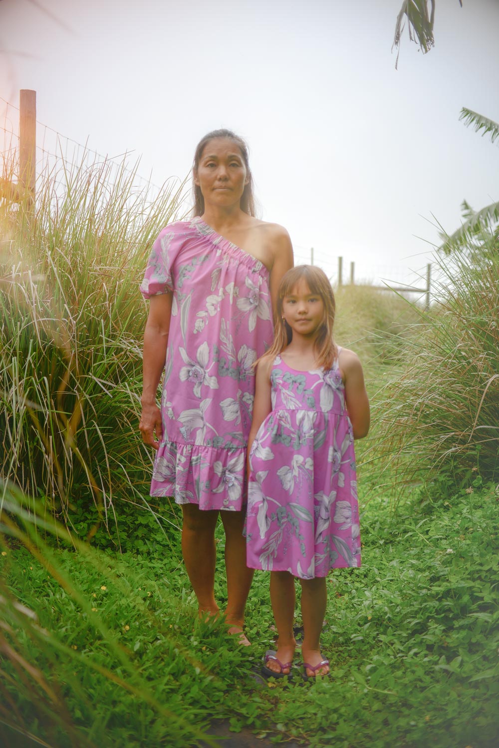 Girls Dress in Pink Orchid - Mu'u House x Bitty Bambu Collaboration Dress - Made on Maui, Hawaii