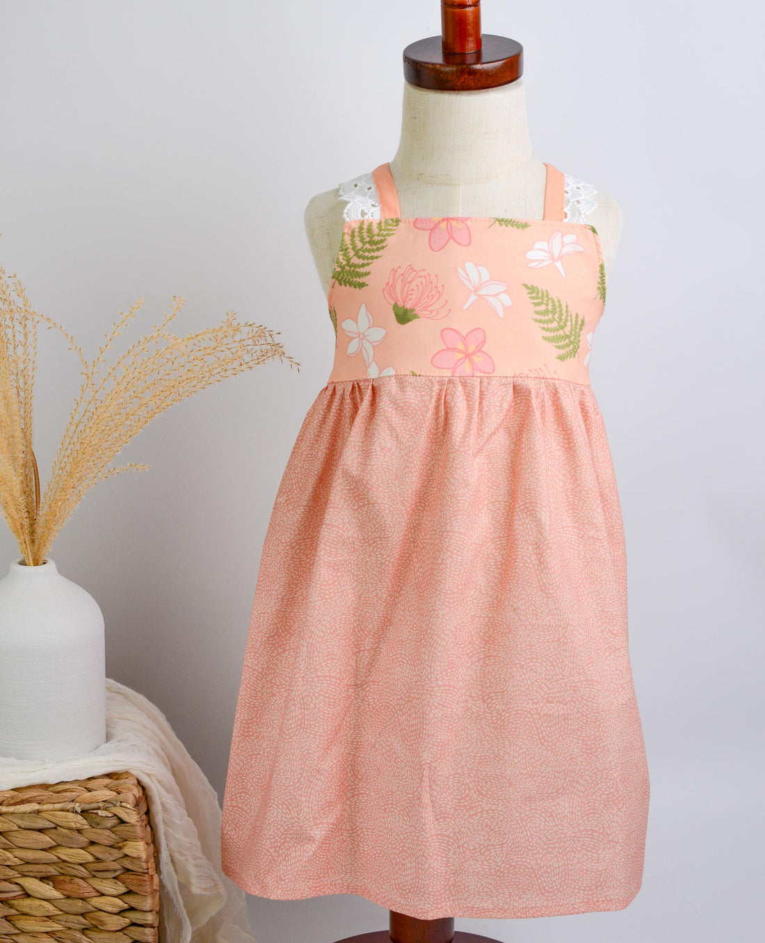 SAMPLE SALE DRESS - Lei Garden Peach Twirly Dress - Size 2/3 and 3/4 yr. only