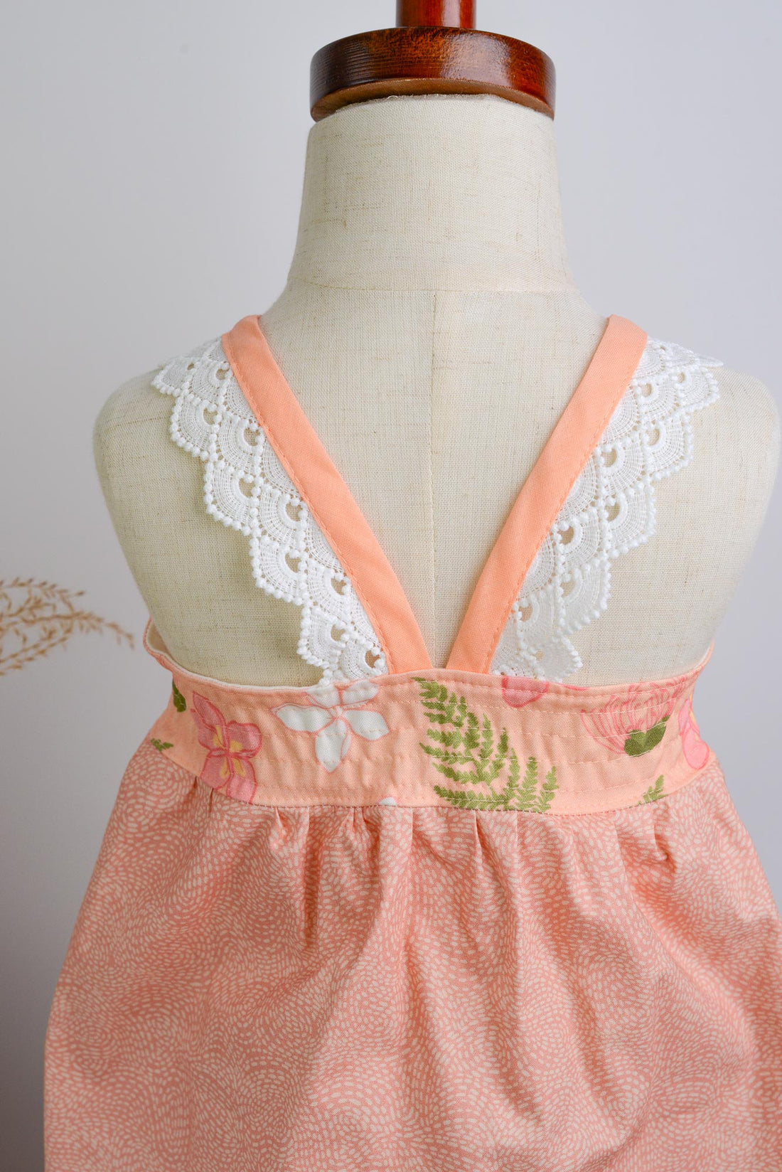 SAMPLE SALE DRESS - Lei Garden Peach Twirly Dress - Size 2/3 and 3/4 yr. only